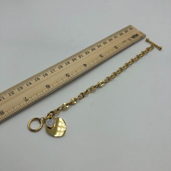 18K Gold Plated Heart Charms with Cubic Zirconiz Women's Bracelet Waterproof - Picture 11 of 12